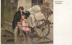 German artist postcard Karl Gebhardt - Homeless 1921