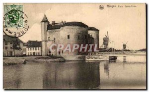 Old Postcard Belgium Bruges Gate Holy Cross Mill windmill