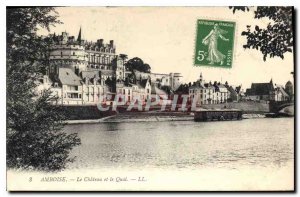 Postcard Old Amboise Chateau and Pier