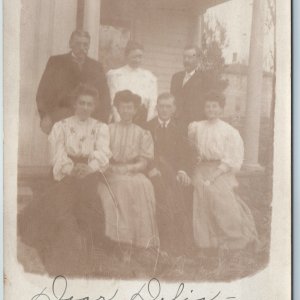 Nov. 4, 1906 UDB Family Group Outdoors RPPC Big Rapids, MI House Real Photo A199