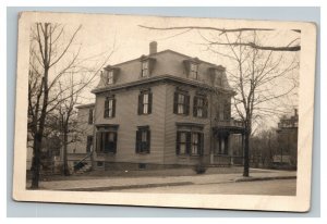 Vintage 1900's RPPC Postcard Residential Two Story Home Beautiful Trees