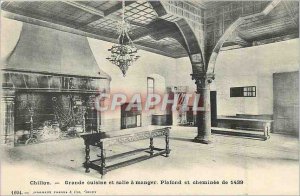 Old Postcard Chillon Large Kitchen and Dining Room Ceiling and Fireplace 1439