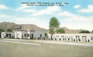 El Paso Texas Spindlers Motel Roadside linen Kropp Postcard 20-4364