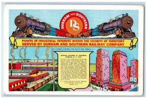 Points Of Industrial Interest Durham And Southern Railway Company NC Postcard