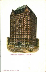 Masonic Temple Street Micah Chicago IL Illinois UNP 1900s UDB Postcard