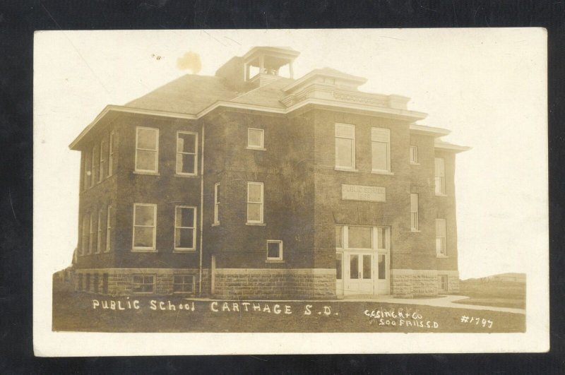 RPPC CARTHAGE SOUTH DAKOTA SD PUBLIC SCHOOL BUILDING REAL PHOTO POSTCARD