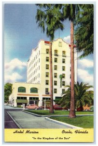 c1940's Hotel Marion & Restaurant Building Classic Cars Ocala Florida Postcard