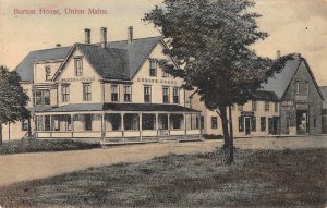 Burton House, Union, Maine Knox County 1909 Hand-Colored Vintage Postcard