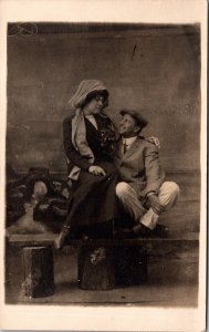 Real Photo Postcard Man and Woman Photo Studio Tuttle, Santa Cruz, California