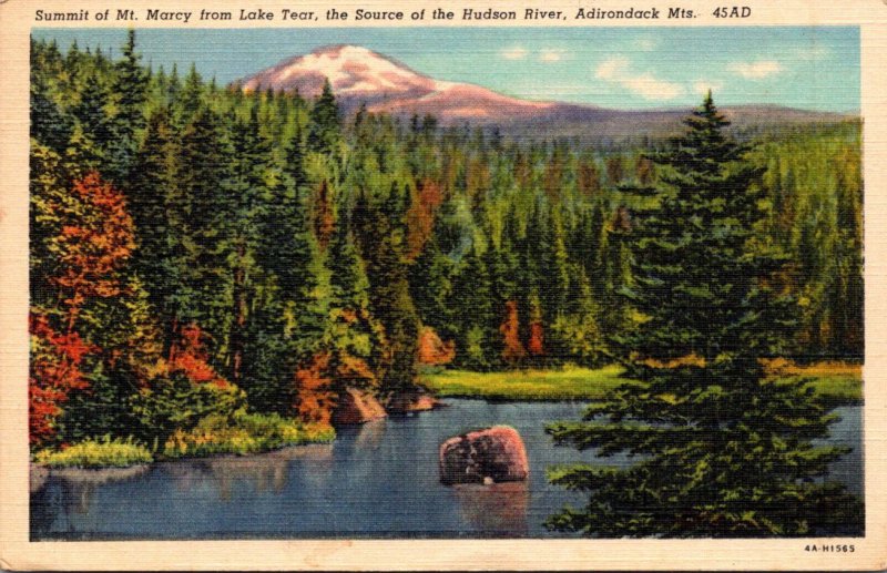 New York Adirondacks Summit Of Mt Henry From Lake Tear 1952 Curteich