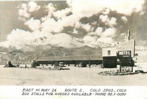 RPPC Postcard Colorado Springs Box Stalls for horses Highway 24 Route 2 23-8377