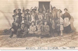 Hasel Dell School 1909 Children in Costumes Real Photo Vintage Postcard AA55961