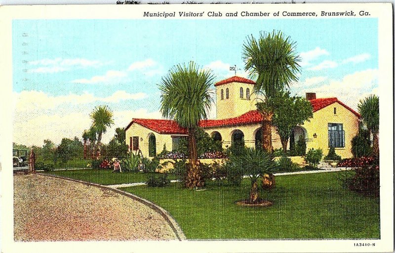 Municipal Visitors' Club Brunswick GA Vintage Postcard Standard View Card 