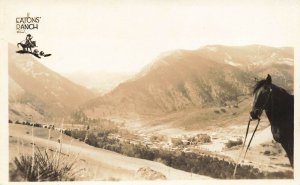 Wolf WY in Sheridan County Aerial View Horse Real Photo Postcard