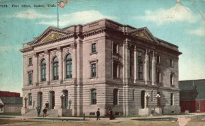 Vintage Postcard Post Office Postal Service Building Landmark Ogden Utah UT