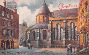 AMERICAN YMCA IN ENGLAND THE TEMPLE CHURCH CHRISTMAS HOLIDAY POSTCARD (c. 1909)