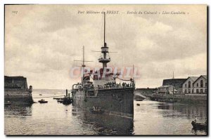 Postcard Old Port Boat military Brest Leon Gambetta breastplate of Entree