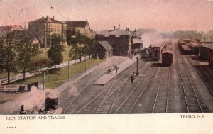 Nova Scotia Canada 1909 I.C.R. Station & Tracks Truro Railway Vintage Postcard