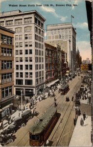 Walnut Street North from 12th St. Kansas City MO Postcard PC570