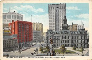 Soldier's Monument City Hall and Dime Bank Building - Detroit, Michigan MI