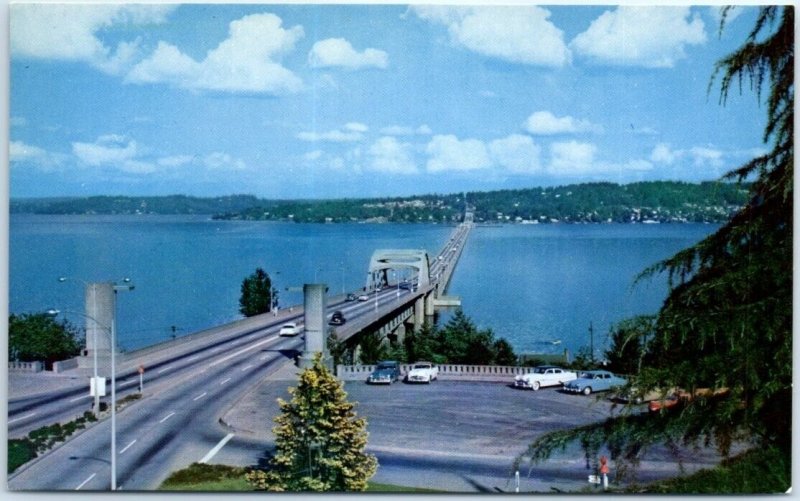 Postcard - The Lake Washington Floating Bridge - Seattle, Washington 