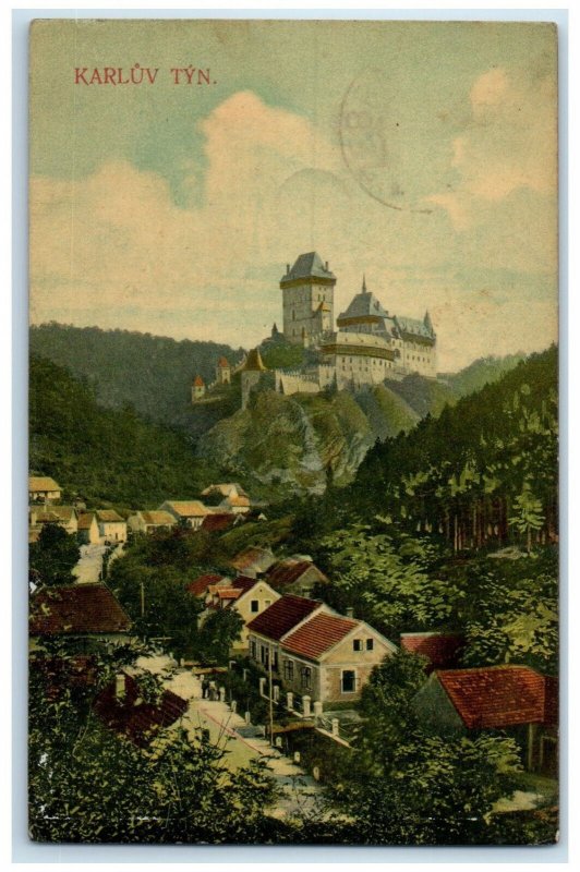 1909 View of Karluv Tyn (Karlštejn) Czech Republic Posted Antique Postcard