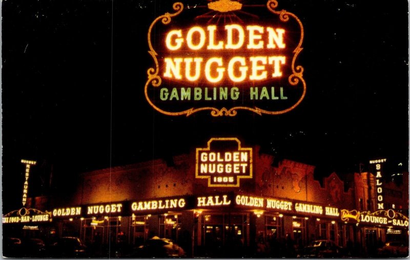 Million Dollar Golden Nuggest Gambling Hall Saloon Restaurant Las Vegas Postcard 