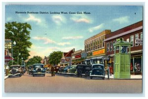 c1939 Hyannis Business District, Cape Cod Massachusetts MA Antique Postcard 