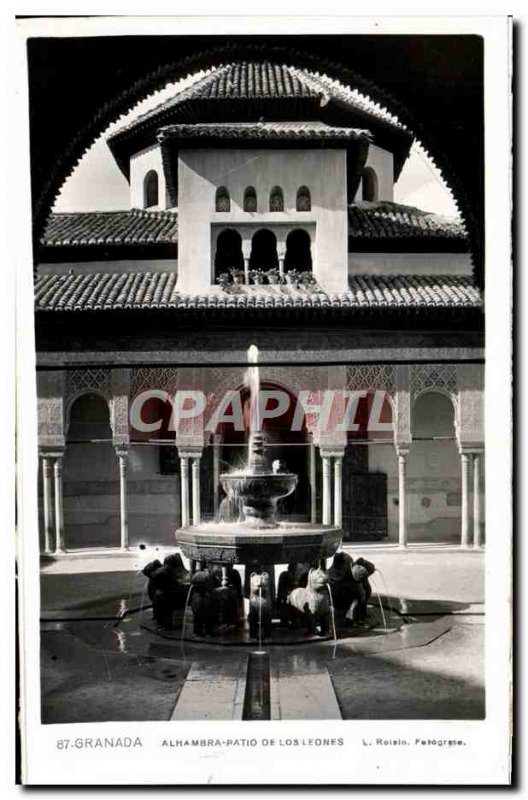 Postcard Old Granada Alhambra Patio de los Leones