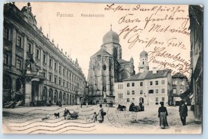 Passau Bavaria Germany Postcard Residence place 1904 Antique Posted