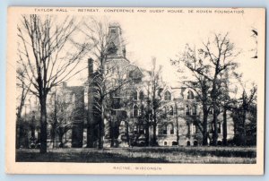 Racine Wisconsin Postcard Taylor Hall Retreat Conference Guest House 1940 Artvue