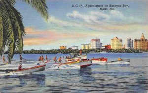 Motor Launch Speed Boats Aquaplaning Miami Florida linen postcard