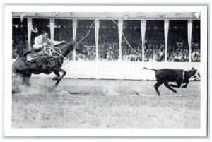 1941 Iowa's Championship Rodeo Cowboy Horse Stadium Sidney Iowa Vintage Postcard