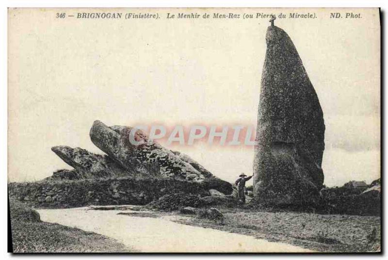 Postcard Old Megalith Dolmen Brignogan The menhir of Men or Raz Stone Miracle