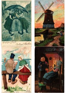 FOLKLORE ARTIST SIGNED Mostly DUTCH LITHO 250 Vintage Postcards(PART II.)(L5497)