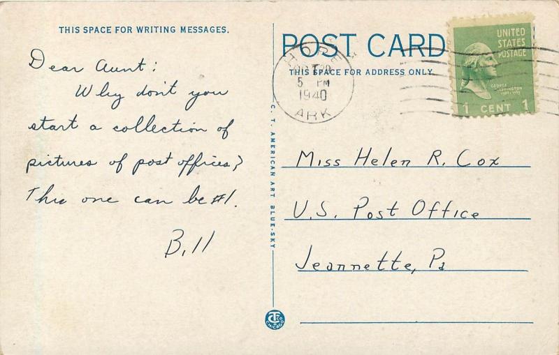 1920s Postcard; Post Office, Hope AR Hempstead County posted