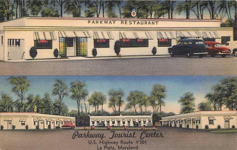 LA PLATA, Maryland  MD   PARKWAY TOURIST CENTER Roadside Linen  1958  Postcard