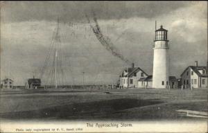 Truro Cape Cod Lighthouse & Wireless Station Approaching Storm 1906 Postcard