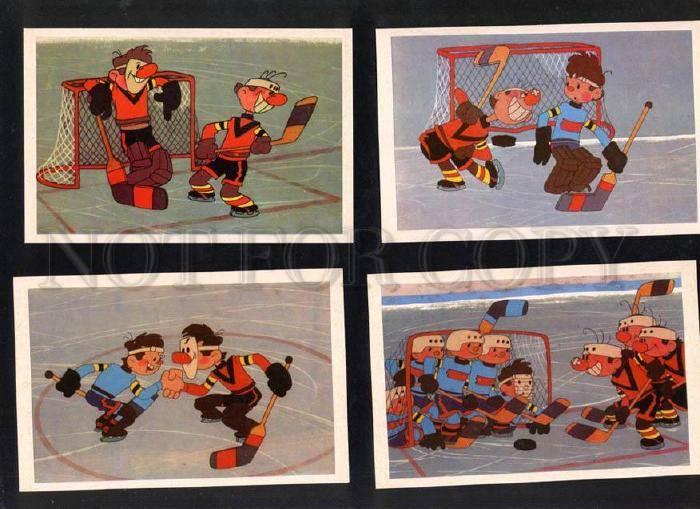 032413 Ice Hockey Russian Set of 16 comical postcard