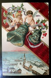 Vintage Victorian Postcard 1908 Christmas - Naked Angels Ringing Bells