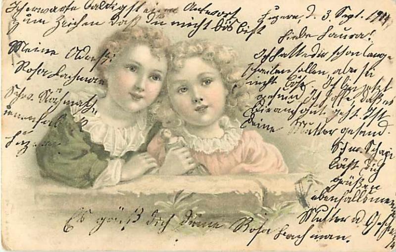 Old Card of Very Cute Swiss Kids 1904 UNDivided Back