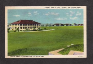 TX View Ft Fort Crockett Galveston Texas Linen Postcard US Artillery Military