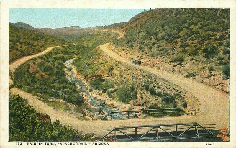 Arizona Hairpin Turn Apache Trail Herz Teich #183 Postcard 22-1729