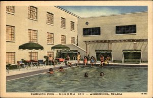 Winnemucca NV Nevada Sonoma Inn Swimming Pool c1930-50s Vintage Postcard