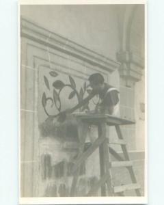 old rppc JOE CANTINA FRESCO BEING PAINTED Country Of Mexico i2681