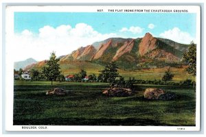 1929 The Flat Irons From The Chautauqua Grounds Boulder Colorado CO Postcard