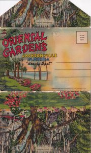 JACKSONVILLE, Florida, 1930-1940s; Oriental Gardens, Souvenir Folder Postcard