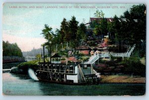 1908 Larks Hotel & Boat Landing Restaurant Dells Kilbourn City Wisconsin Postcar