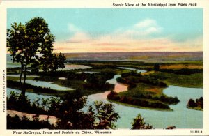 Wisconsin Scenic View Of The Mississippi From Pikes Peak Near Prairie du Chie...