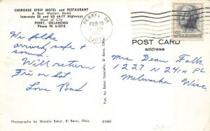 PERRY, Oklahoma~OK  CHEROKEE STRIP MOTEL~CAFE  Pool~Room  ROADSIDE 1967 Postcard 